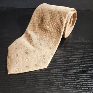 Calvin Klein Silk Tie 60 Inch Tan Brown Geometric Square‎ Business Formal